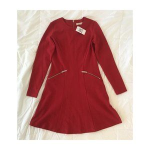 Michael Kors red front pocket A line dress